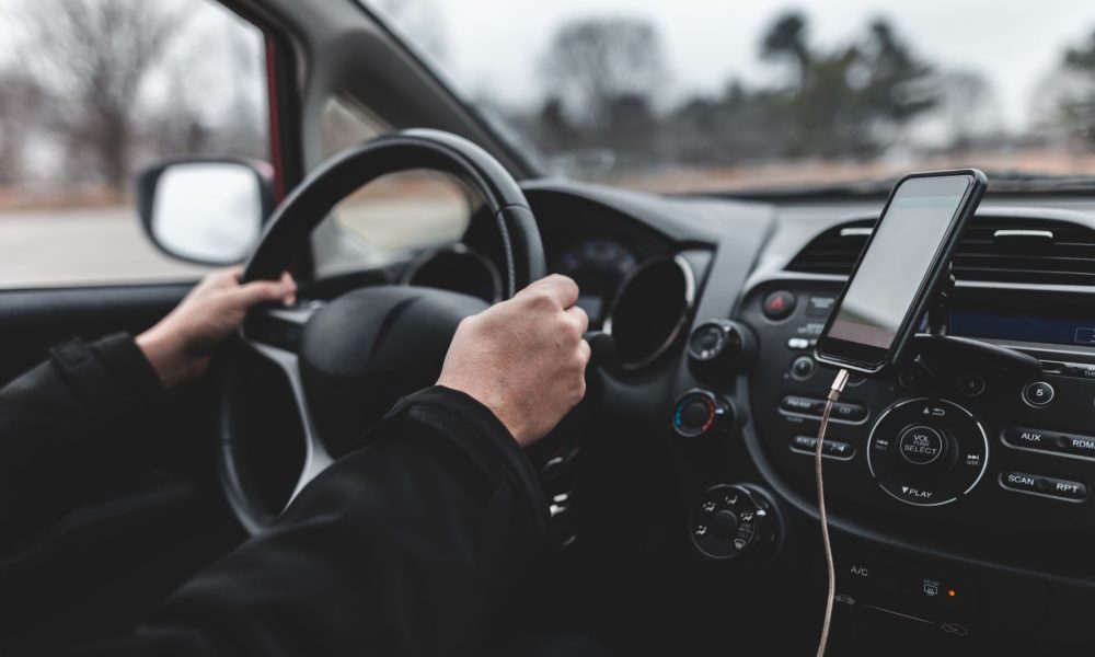 Man driving safely inside the car